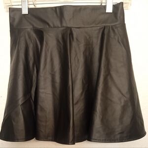 White Label Black Faux Leather Skater Skirt - Size L (Juniors)